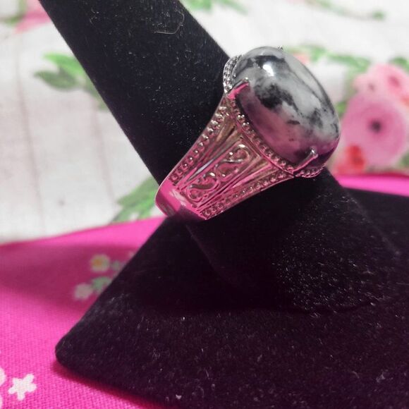 Austrian Pinolith Solitaire Stainless Steel Ring - Picture 4 of 6